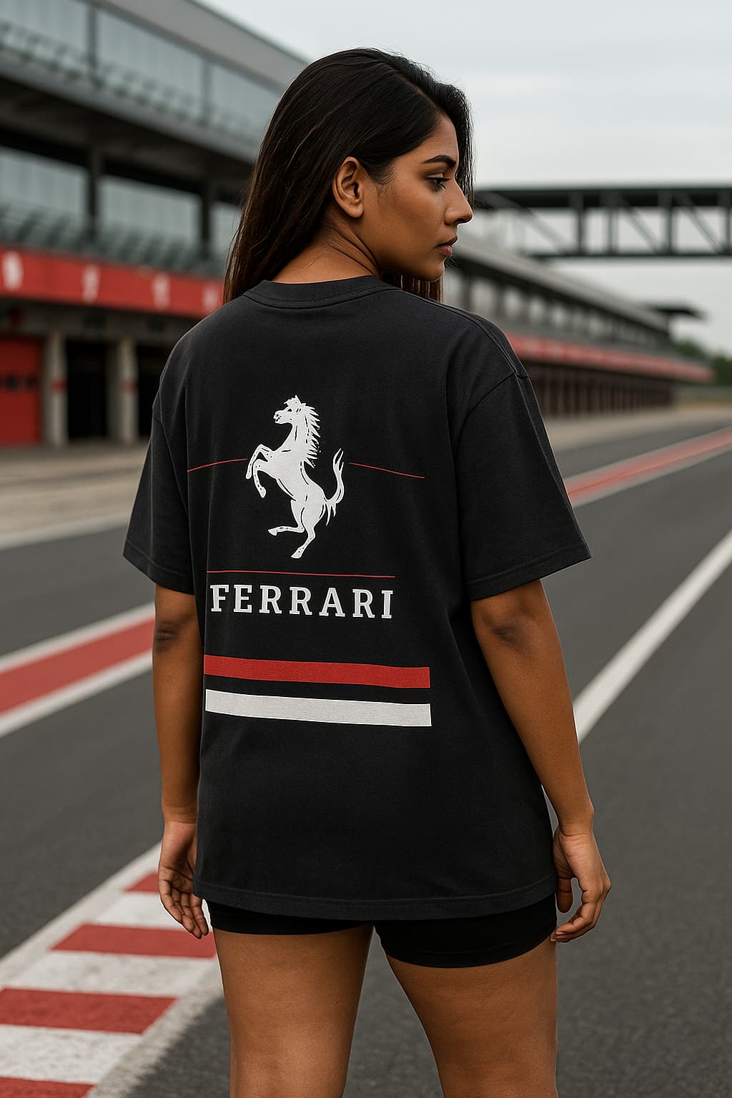 SoulSet x Ferrari Oversized T-Shirt – Jet Black | Premium Cotton