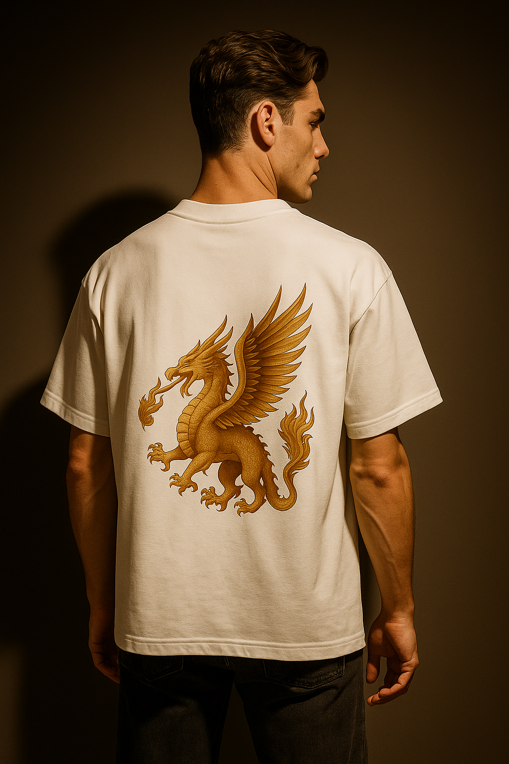 SoulSet Mythborne Oversized Tee โ Pegasus & Dragon Graphic | 240 GSM Cotton | Unisex Streetwear India