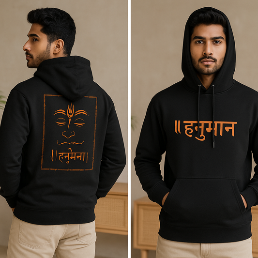 SoulSet “हनुमान” Hoodie – Spiritual Streetwear | 320 GSM Cotton | Unisex Devotional Hoodie | Made in India