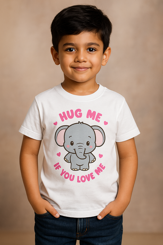 Hug Me If You Love Me – Kids Elephant Love T-Shirt