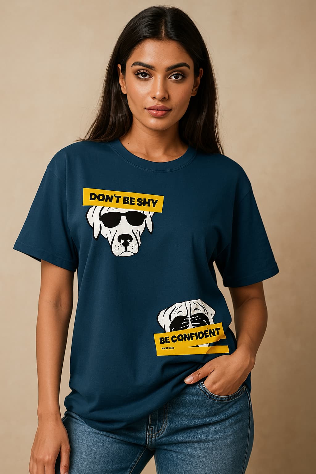 nAVY BLUEDONT BE SHY TEE FRONT FEMALE 