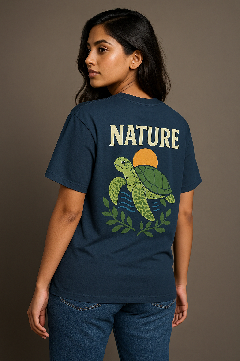 Nature Turtle oversized t-shirt – eco-inspired unisex cotton tee with turtle graphic