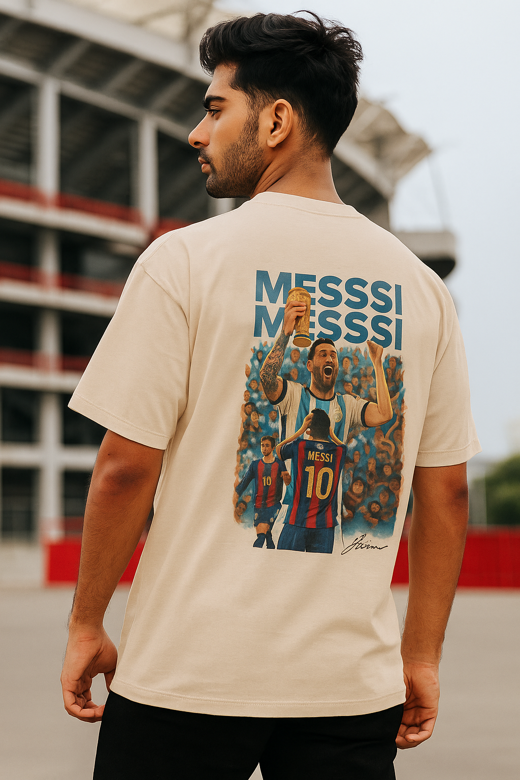 Oversized Messi tribute tee – The Journey. The Legacy. streetwear edition