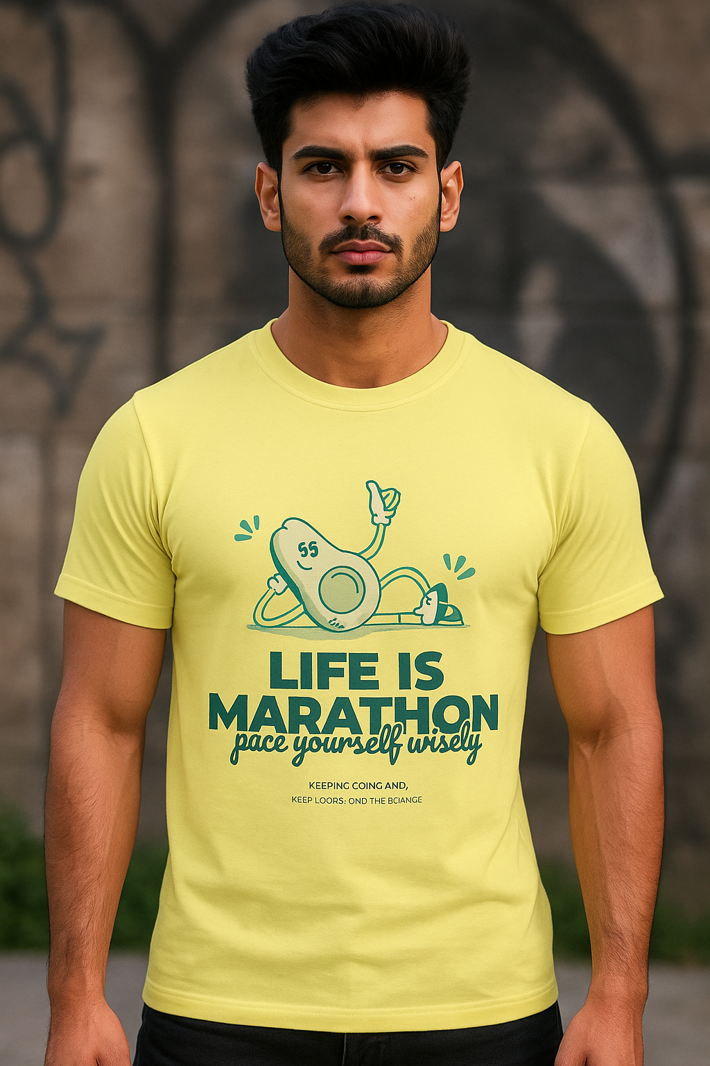 Life Is a Marathon t-shirt – casual fit graphic tee in cotton