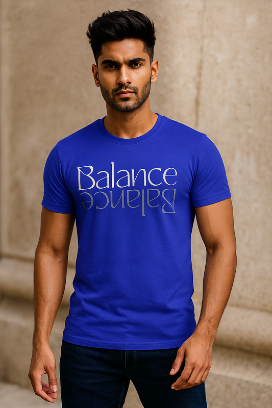 Balance Reflection typography t-shirt – casual cotton tee with minimal text design