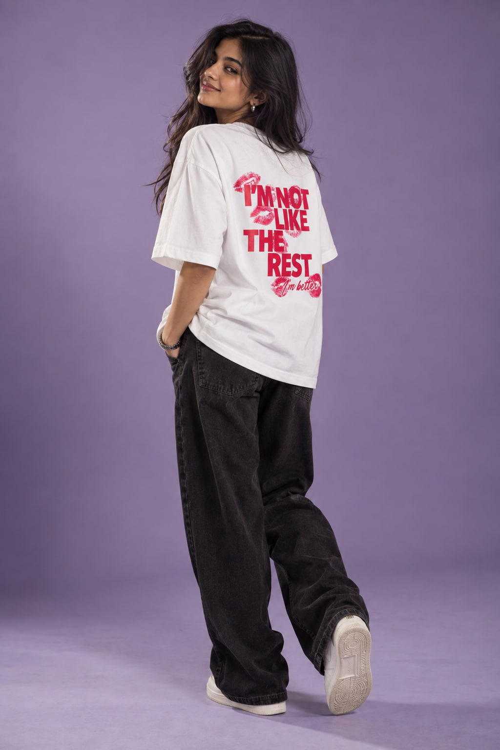 Lavender Streetwear Lookbook Pose