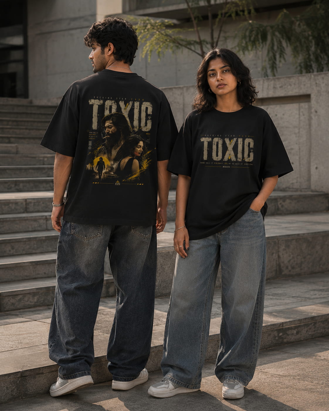 Urban Toxic Streetwear on Concrete Steps